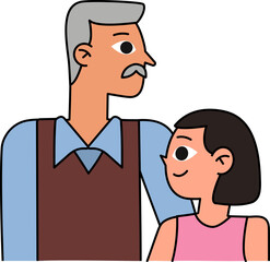 Fototapeta premium Grandpa And Niece decorative design element for website, presentation, flyer, brochure, printing, application. illustration style