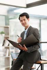 Fototapeta premium Professional business person company manager lawyer working checking bills corporate financial accounting documents. finance concept