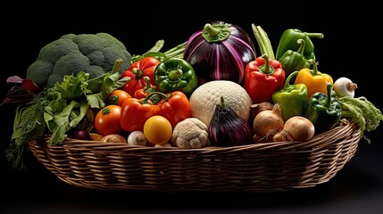 vegetables Fresh  in a basket, Generative AI