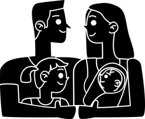 Family Members illustration, icon, element for decoration.