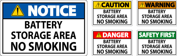 Obraz premium Danger Sign Battery Storage Area No Smoking
