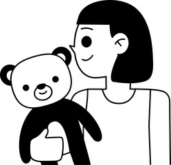 Daughter icon hand drawn design elements for decoration.