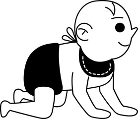 Climbing Baby Newborn Infant icon hand drawn design elements for decoration.
