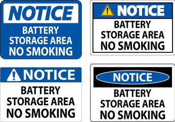 Notice Sign Battery Storage Area No Smoking