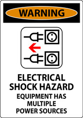 Fototapeta premium Warning Sign Electrical Shock Hazard, Equipment Has Multiple Power Sources