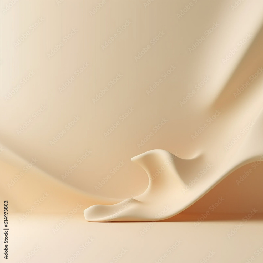 Poster beige background studio with generative ai. minimalism podium stand for branding.