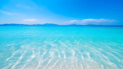 ocean waves background with clear water and nature landscape, feeling relaxing and clam representing concept of beautiful nature theme