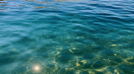 ocean waves background with clear and calm water surface, feeling bright, fresh and relaxing representing concept of beautiful nature theme