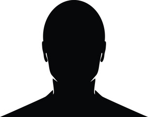 Man head black silhouette on white background. Vector illustration.
