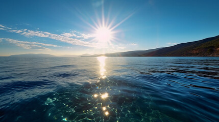 ocean waves with sunlight reflex on the surface of sea water in the morning or evening when sunset or sunrises. background nature landscape collection of beautiful nature theme