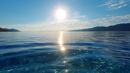 ocean waves with sunlight reflex on the surface of sea water in the morning or evening when sunset or sunrises. background nature landscape collection of beautiful nature theme