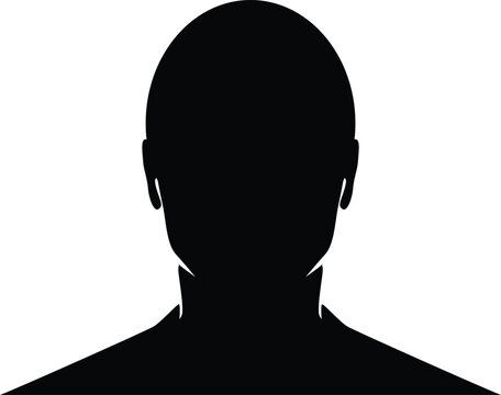 Man head black silhouette on white background. Vector illustration.