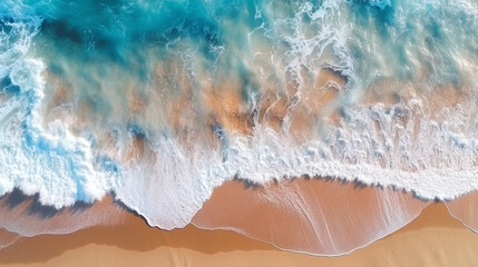 ocean waves background with clear water and nature beach landscape from top view, feeling relaxing and clam representing concept of beautiful nature theme
