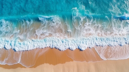 ocean waves background with clear water and nature beach landscape from top view, feeling relaxing and clam representing concept of beautiful nature theme