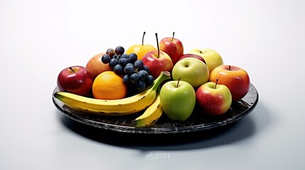 fresh fruit on a white background plate. generative AI