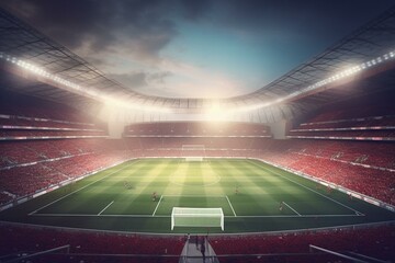Fototapeta na wymiar Soccer stadium 3D-rendered for sport enthusiasts. Generative AI
