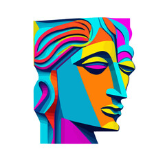 Abstract Faces of Sculpture: A Psychedelic Modernization - Exploring Creative Designs in Ancient Statue Illustrations