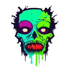 Abstract Zombie Nightmares: Psychedelic Horror - Unleashing Evil Skeletons and Deathly Skulls in Halloween Illustrations