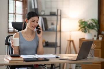 Asian business woman woman working on documents, new project.