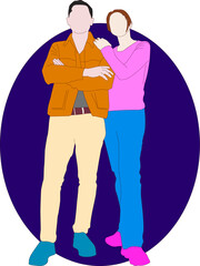 Couple Flat Vector Illustration fit for template and design elements