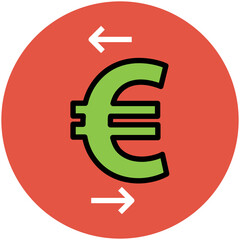 Flat round icon of euro 