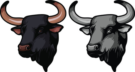 Bull Face Illustration. Wild. Face. Vector