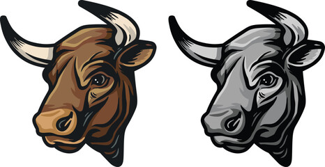Bull Face Illustration. Wild. Face. Vector