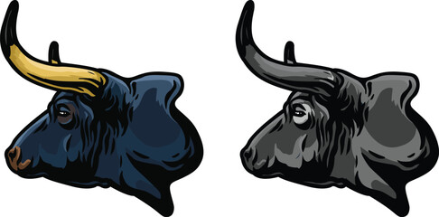 Bull Face Illustration. Wild. Face. Vector