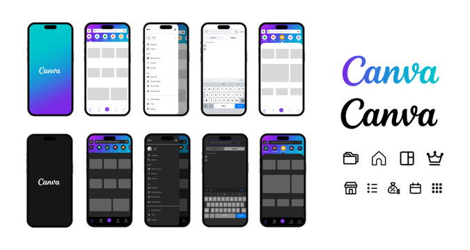 Canva mockups. Canva mockup social media post. Canva photo frame. Social network interface template. Social media network interface template. Post, story, reels mockup frame.