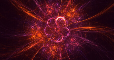 3D rendering abstract fractal electromagnetic background 