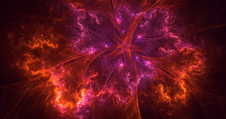 3D rendering abstract fractal electromagnetic background 