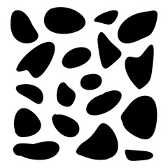 Fototapeta premium Random organic blobs, Random blots, ink blots, Spot shapes. Splash, spot chart. A drop of liquid, liquid. Pebbles, stone silhouettes.