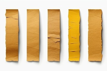 five pieces strips of ripped yellow textured