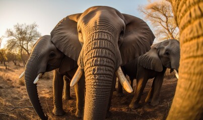 Adventurous elephant snaps a daring selfie during a safari adventure. Creating using generative AI tools