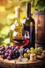 food background glass luxury winery beverage bottle alcohol grape drink wine. Generative AI.