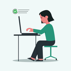 	
Working at laptop illustration