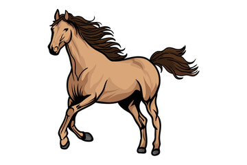 Fototapeta na wymiar brown warmblood horse running galloping on white background stock vector