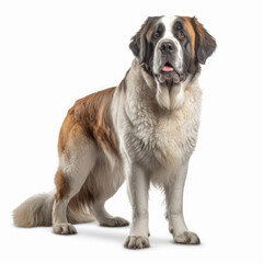 Saint Bernard dog isolated on white background, ai generative.