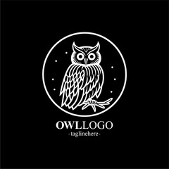 Vector Line art logo of a owl