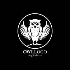 Vector Line art logo of a owl