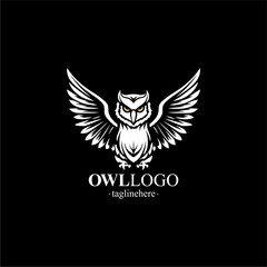 Vector Line art logo of a owl