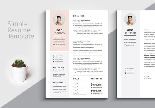 Minimal Resume and Cover Letter Set Layout