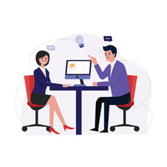 	
Business consultation flat illustration