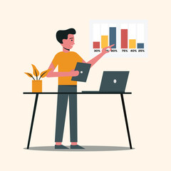 Business grow flat illustration concept art