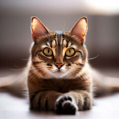 Portrait of a Yoga cat with eyes closed