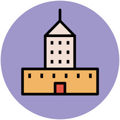 A scalable flat icon of building 