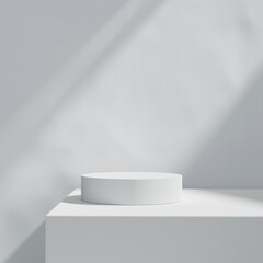 Fototapeta premium Cosmetic display podium stand with white plaster wall background. 3D rendering