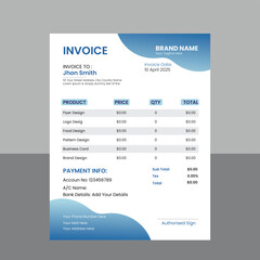 Clean Vector Invoice Design Template For Business.