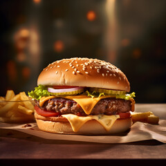 hamburger on the table