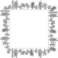 drawing line art Tropical square Illustration Expressive Line Art with Decorative Elements